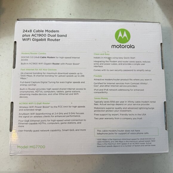 Motorola Wireless Modem MG 7700 Approved For Xfinity Cox - VGC - Picture 8 of 8